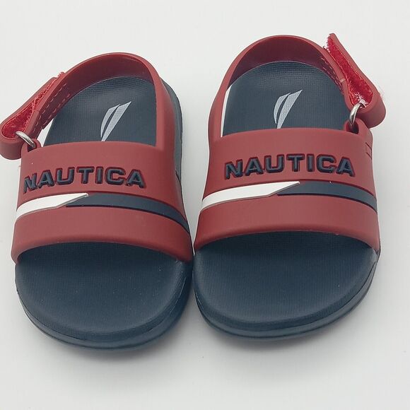 Nautica Tiny Stono 2 Little Boys' Athletic Slide Sandals Red/Navy Sz. 2 - Picture 1 of 5